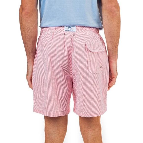 Seersucker Swim Trunks in Pink by Southern Tide Skipjack Size Large - Picture 2 of 14